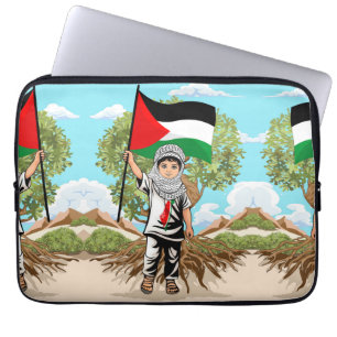Child with Keffiyeh Palestine Flag and Olive Tree Laptop Sleeve
