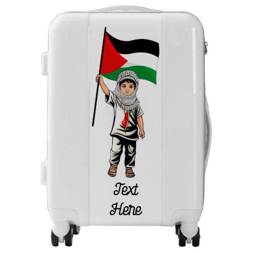 Child with Keffiyeh Palestine Flag and Olive Tree  Luggage