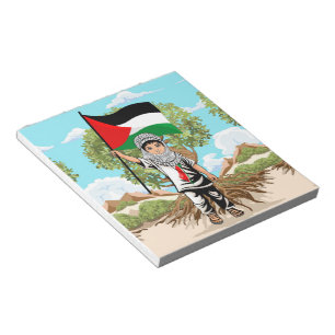 Child with Keffiyeh Palestine Flag and Olive Tree Notepad