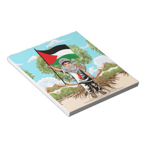 Child with Keffiyeh Palestine Flag and Olive Tree  Notepad