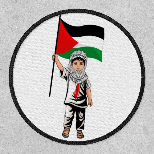 Child with Keffiyeh Palestine Flag and Olive Tree  Patch