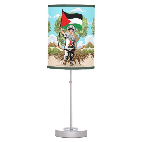Child with Keffiyeh Palestine Flag and Olive Tree  Table Lamp
