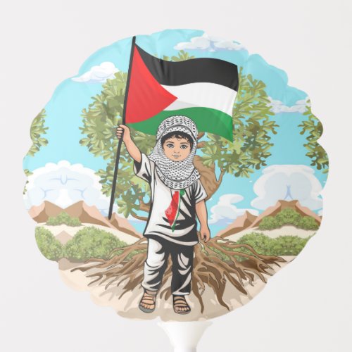 Child with Keffiyeh Palestine Flag  Balloon