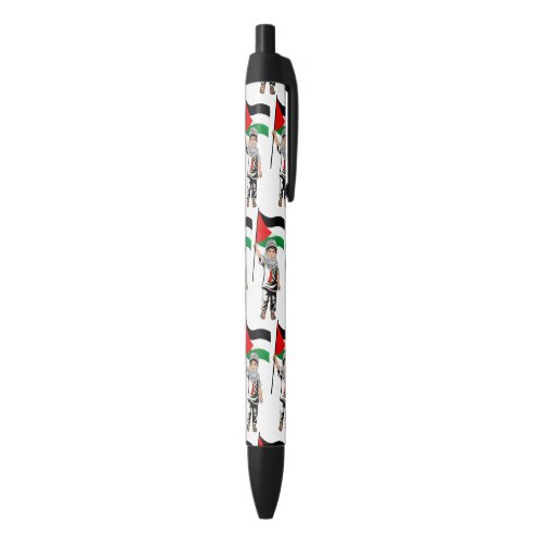 Child with Keffiyeh Palestine Flag  Black Ink Pen