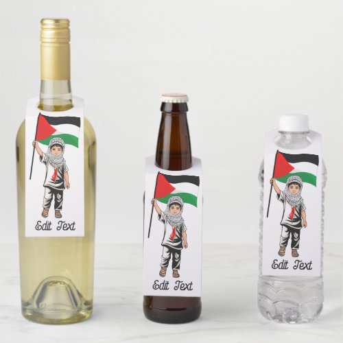 Child with Keffiyeh Palestine Flag  Bottle Hanger Tag