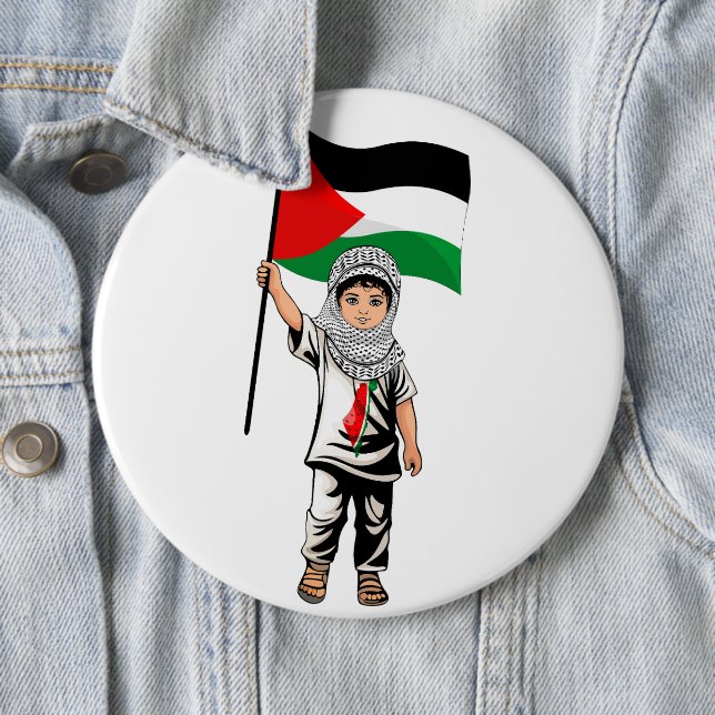 Child with Keffiyeh Palestine Flag  Button (In Situ)