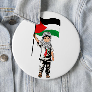 Child with Keffiyeh Palestine Flag Button