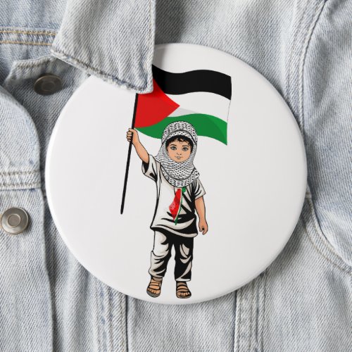 Child with Keffiyeh Palestine Flag  Button