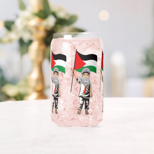 Child with Keffiyeh Palestine Flag  Can Glass