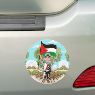 Child with Keffiyeh Palestine Flag Car Magnet