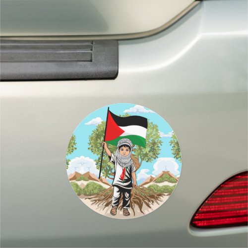 Child with Keffiyeh Palestine Flag  Car Magnet