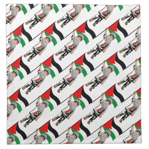 Child with Keffiyeh Palestine Flag  Cloth Napkin