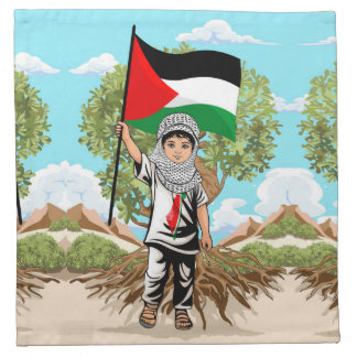 Child with Keffiyeh Palestine Flag  Cloth Napkin
