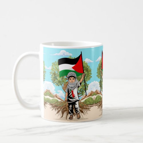 Child with Keffiyeh Palestine Flag  Coffee Mug