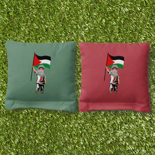 Child with Keffiyeh Palestine Flag  Cornhole Bags