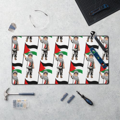 Child with Keffiyeh Palestine Flag  Desk Mat