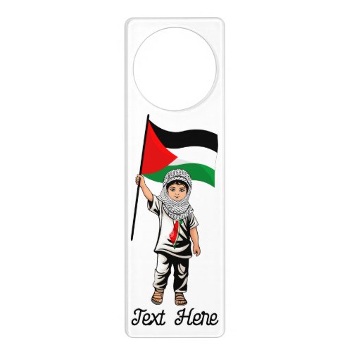Child with Keffiyeh Palestine Flag  Door Hanger