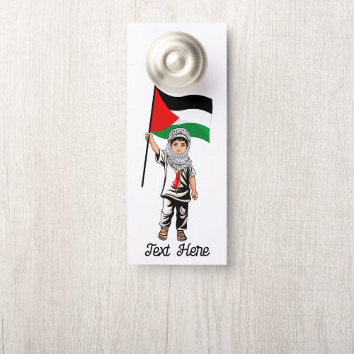 Child with Keffiyeh Palestine Flag  Door Hanger