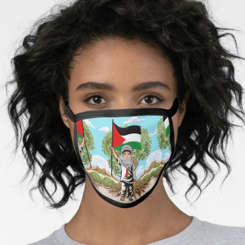Child with Keffiyeh Palestine Flag  Face Mask