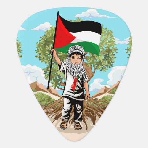 Child with Keffiyeh Palestine Flag  Guitar Pick