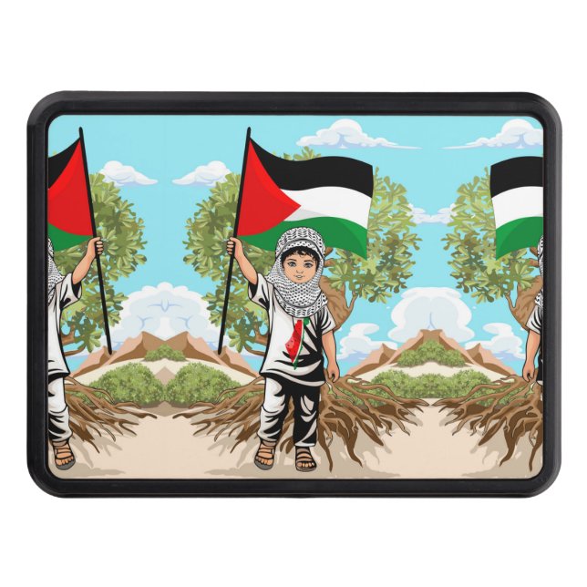 Child with Keffiyeh Palestine Flag  Hitch Cover (Front)
