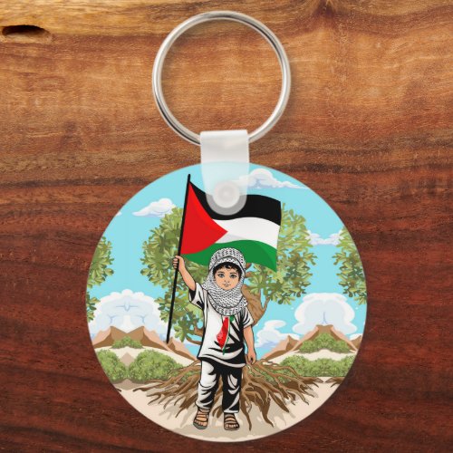 Child with Keffiyeh Palestine Flag  Keychain