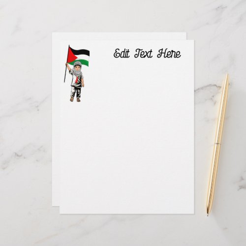 Child with Keffiyeh Palestine Flag  Letterhead