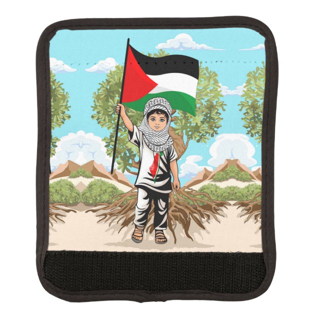 Child with Keffiyeh Palestine Flag  Luggage Handle Wrap (Front)
