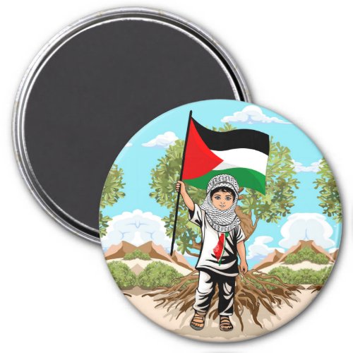 Child with Keffiyeh Palestine Flag  Magnet