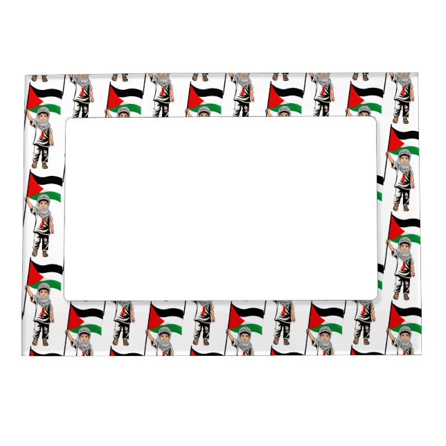 Child with Keffiyeh Palestine Flag  Magnetic Frame (Front)
