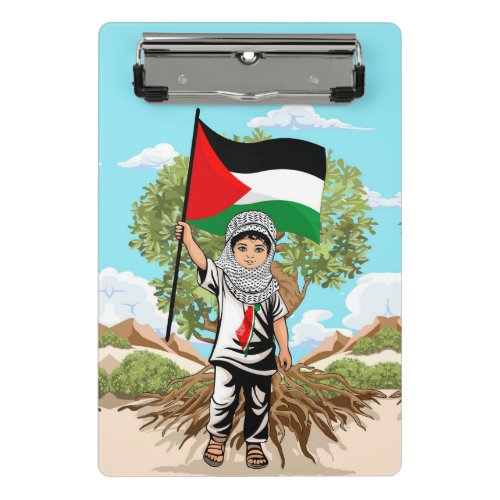 Child with Keffiyeh Palestine Flag  Mini Clipboard