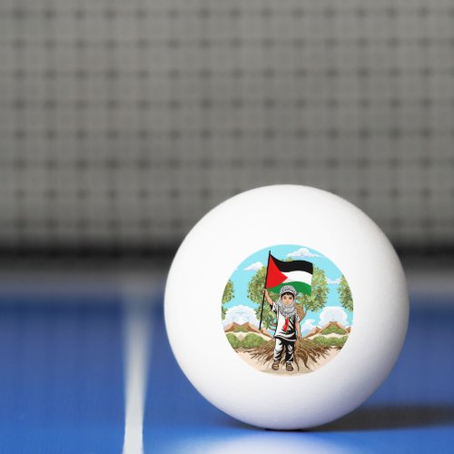 Child with Keffiyeh Palestine Flag  Ping Pong Ball