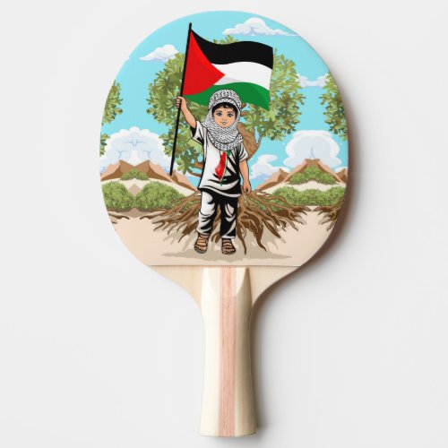 Child with Keffiyeh Palestine Flag  Ping Pong Paddle