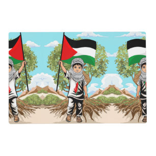 Child with Keffiyeh Palestine Flag Placemat