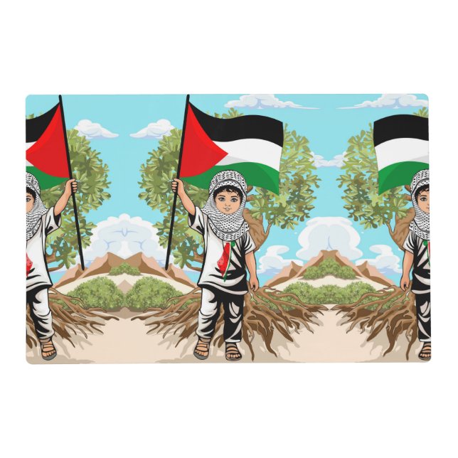 Child with Keffiyeh Palestine Flag  Placemat (Front)