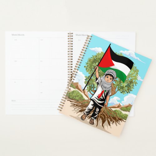 Child with Keffiyeh Palestine Flag  Planner
