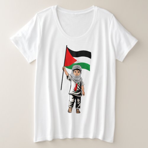 Child with Keffiyeh Palestine Flag  Plus Size T_Shirt