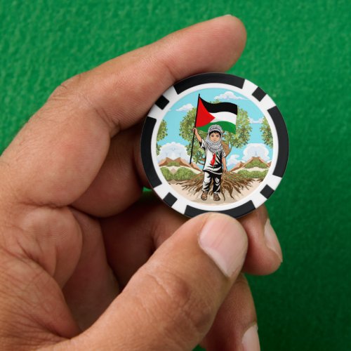 Child with Keffiyeh Palestine Flag  Poker Chips