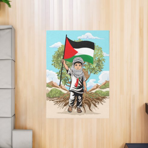 Child with Keffiyeh Palestine Flag  Rug