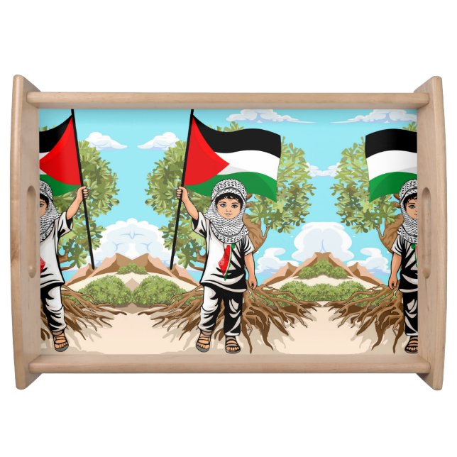 Child with Keffiyeh Palestine Flag  Serving Tray (Front)