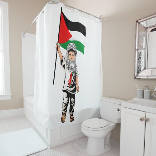 Child with Keffiyeh Palestine Flag  Shower Curtain