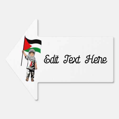 Child with Keffiyeh Palestine Flag  Sign