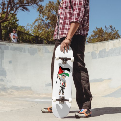 Child with Keffiyeh Palestine Flag  Skateboard