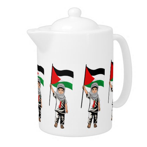 Child with Keffiyeh Palestine Flag  Teapot