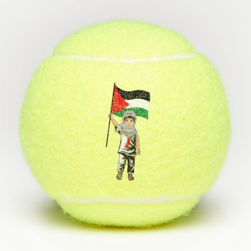 Child with Keffiyeh Palestine Flag  Tennis Balls