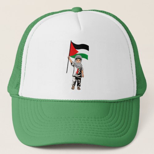 Child with Keffiyeh Palestine Flag  Trucker Hat