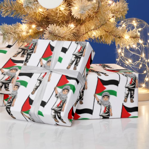 Child with Keffiyeh Palestine Flag  Wrapping Paper