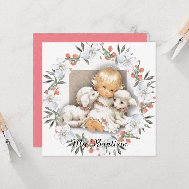 Child with lamb  - Batism  Invitation (Front/Back In Situ)