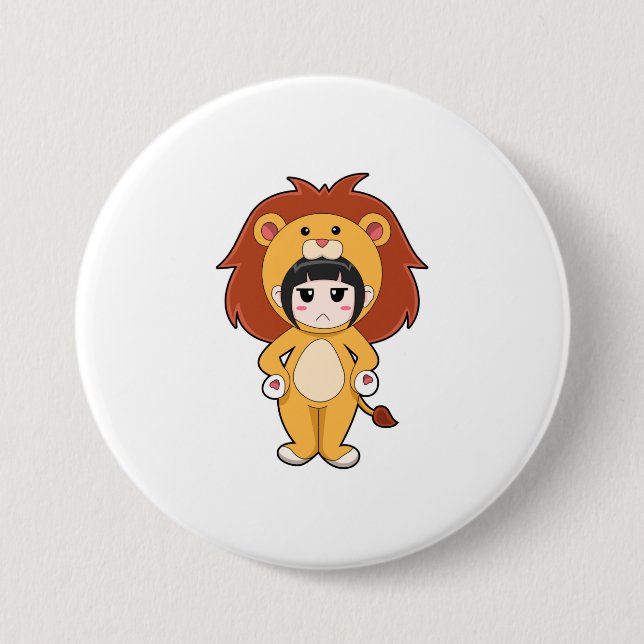 Child with Lion Costume Button (Front)