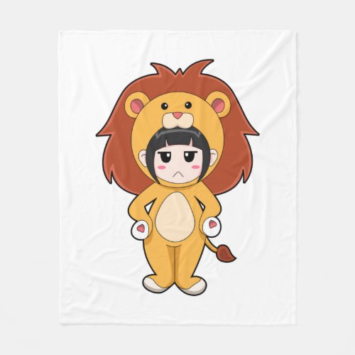 Child with Lion Costume Fleece Blanket
